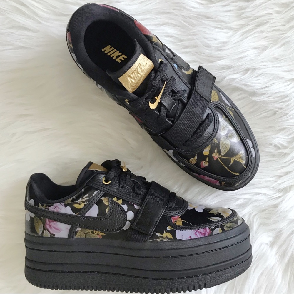 Nike Vandals black floral platform shoes size 9.5